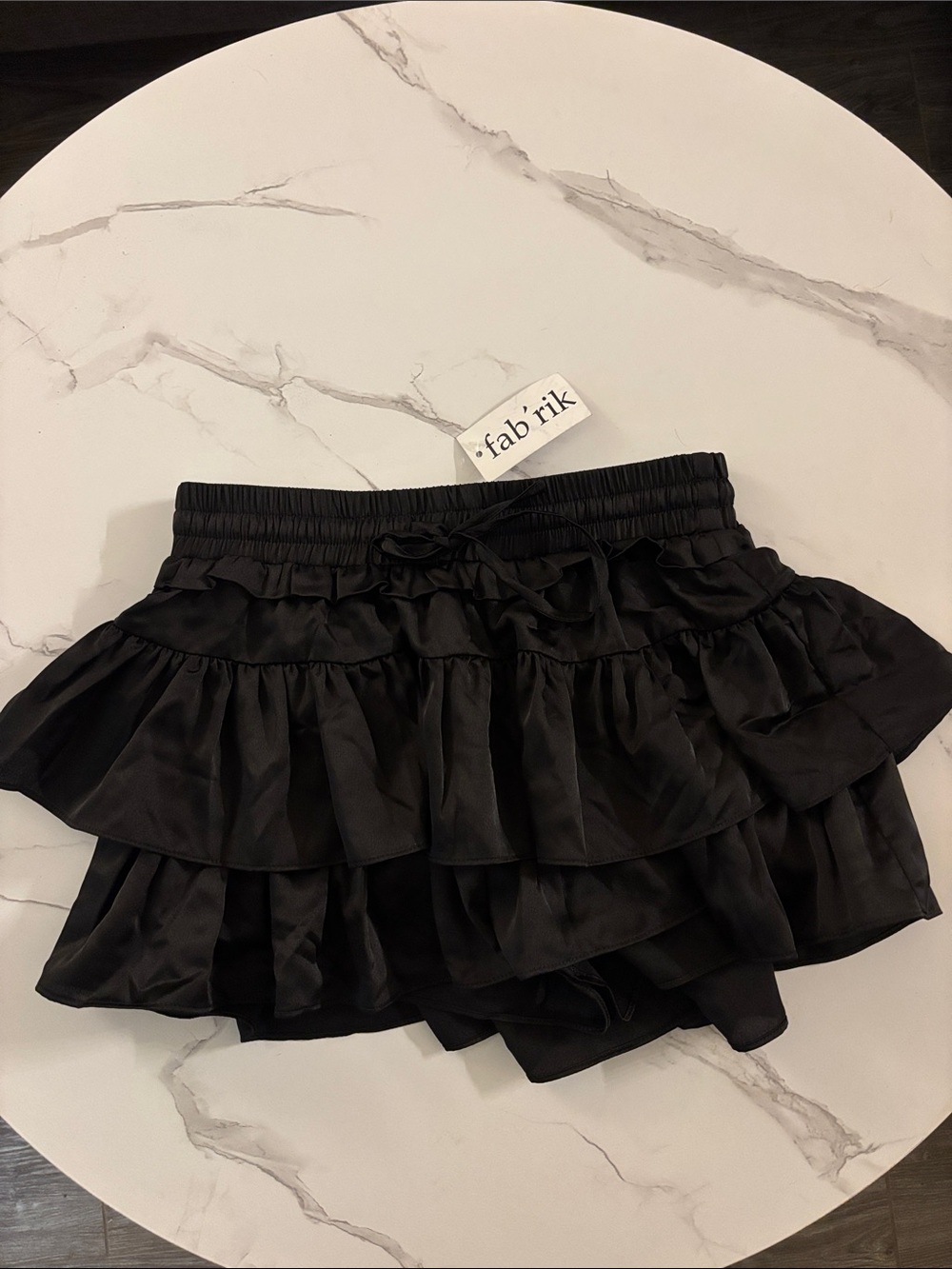 fab'rik Black Ruffled Tier Mini Skirt